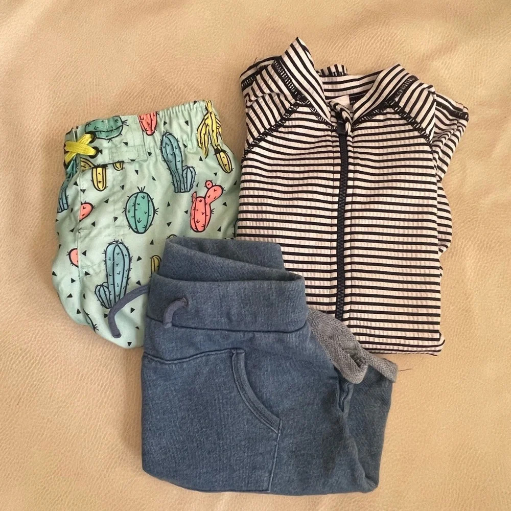 Baby boy bundle swim trunk, rash guard and shorts